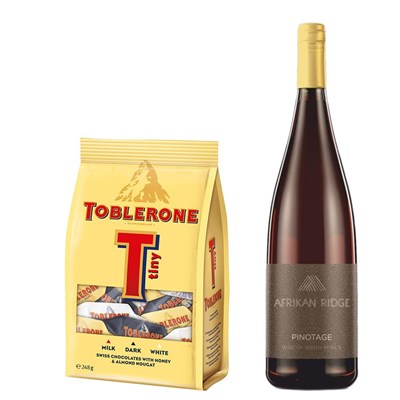 Afrikan Ridge Pinotage 75cl Red Wine With Toblerone Tinys 248g